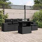 vidaXL Loungegrupp med dynor 6 delar svart konstrotting 3275285