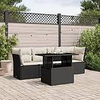 vidaXL Loungegrupp för trädgården med dynor 5 delar svart konstrotting 3266346