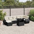 vidaXL Loungegrupp för trädgården med dynor 8 delar svart konstrotting 3275146