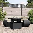 vidaXL Loungegrupp för trädgården med dynor 5 delar svart konstrotting 3268506