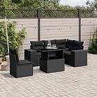 vidaXL Loungegrupp med dynor 6 delar svart konstrotting 3269165