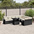 vidaXL Loungegrupp 10 delar med svarta dynor konstrotting 3268126