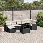 vidaXL Loungegrupp för trädgården med dynor 8 delar svart konstrotting 3267426