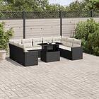 vidaXL Loungegrupp 10 delar med svarta dynor konstrotting 3267476