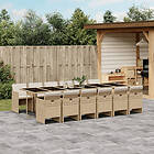 vidaXL Matgrupp för trädgården med dynor 13 delar beige konstrotting 3210586