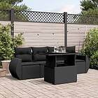 vidaXL Loungegrupp för trädgården med dynor 5 delar svart konstrotting 3268355