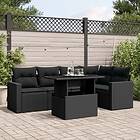 vidaXL Loungegrupp med dynor 6 delar svart konstrotting 3267255