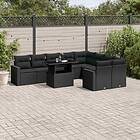 vidaXL Loungegrupp 10 delar med svarta dynor konstrotting 3267495