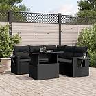 vidaXL Loungegrupp med dynor 6 delar svart konstrotting 3267895