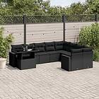 vidaXL Loungegrupp 10 delar med svarta dynor konstrotting 3267505