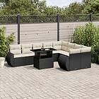 vidaXL Loungegrupp 10 delar med svarta dynor konstrotting 3268756