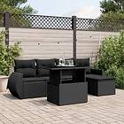 vidaXL Loungegrupp med dynor 6 delar svart konstrotting 3268495