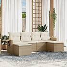 vidaXL Soffgrupp för trädgården med dynor 6 delar beige konstrotting 3252855