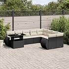 vidaXL Loungegrupp 10 delar med svarta dynor konstrotting 3268766