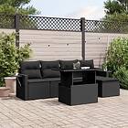 vidaXL Loungegrupp med dynor 6 delar svart konstrotting 3267865