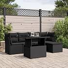 vidaXL Loungegrupp med dynor 6 delar svart konstrotting 3266545