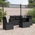 vidaXL Loungegrupp med dynor 6 delar svart konstrotting 3267275