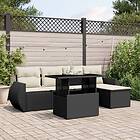 vidaXL Loungegrupp med dynor 6 delar svart konstrotting 3268496