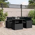 vidaXL Loungegrupp för trädgården med dynor 5 delar svart konstrotting 3267245
