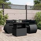 vidaXL Loungegrupp för trädgården med dynor 5 delar svart konstrotting 3268505