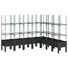 vidaXL Odlingslåda med spaljé svart 200x160x142,5 cm PP 367973