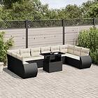 vidaXL Loungegrupp för trädgården m. dynor 11 delar konstrotting svart 3268776