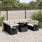 vidaXL Loungegrupp 10 delar med svarta dynor konstrotting 3268106