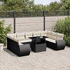 vidaXL Loungegrupp 10 delar med svarta dynor konstrotting 3268736