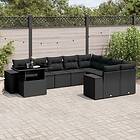 vidaXL Loungegrupp 10 delar med svarta dynor konstrotting 3269395