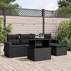 vidaXL Loungegrupp med dynor 6 delar svart konstrotting 3267235