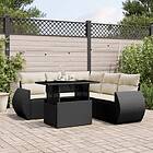 vidaXL Loungegrupp med dynor 6 delar svart konstrotting 3268526