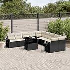vidaXL Loungegrupp för trädgården m. dynor 11 delar konstrotting svart 3268166