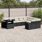 vidaXL Loungegrupp 10 delar med svarta dynor konstrotting 3269396