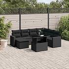 vidaXL Loungegrupp för trädgården med dynor 8 delar svart konstrotting 3267435