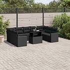 vidaXL Loungegrupp 10 delar med svarta dynor konstrotting 3267475