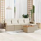vidaXL Soffgrupp för trädgården med dynor 6 delar beige konstrotting 3256870
