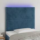 vidaXL Sänggavel LED mörkblå 90x5x118/128 cm sammet 3122324