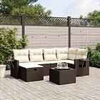 vidaXL Loungegrupp för trädgården m dynor 6 delar brun konstrotting 3263799