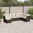 vidaXL Loungegrupp för trädgården med dynor 8 delar brun konstrotting 3249892