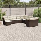 vidaXL Loungegrupp för trädgården 11 delar brun konstrotting 3250452