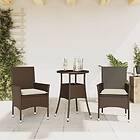 vidaXL Matgrupp för trädgård med dynor 3 delar brun konstrotting&glas 3278619