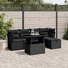 vidaXL Loungegrupp med dynor 6 delar svart konstrotting 3274635