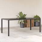 vidaXL Trädgårdsbord med glasskiva svart 190x90x75 cm konstrotting 365592