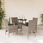 vidaXL Matgrupp för trädgården med dynor 5 delar grå konstrotting&glas 3278622