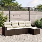 vidaXL Loungegrupp för trädgården med dynor 5 delar brun konstrotting 3263469