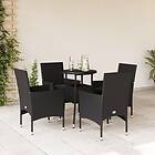 vidaXL Matgrupp för trädgård med dynor 5 delar svart konstrotting&glas 3278618