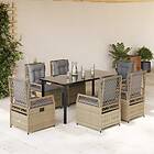 vidaXL Matgrupp för trädgården med dynor 7 delar beige konstrotting 3263010