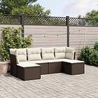 vidaXL Loungegrupp för trädgården m dynor 6 delar brun konstrotting 3263239