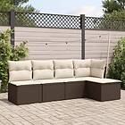 vidaXL Loungegrupp för trädgården med dynor 5 delar brun konstrotting 3249362