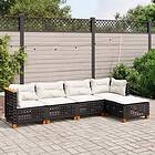 vidaXL Loungegrupp för trädgården med dynor 5 delar svart konstrotting 3261788